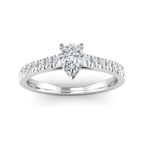 Pear Cut Diamond Engagement Ring with Diamond Set Shoulders - Jeweller's Loupe