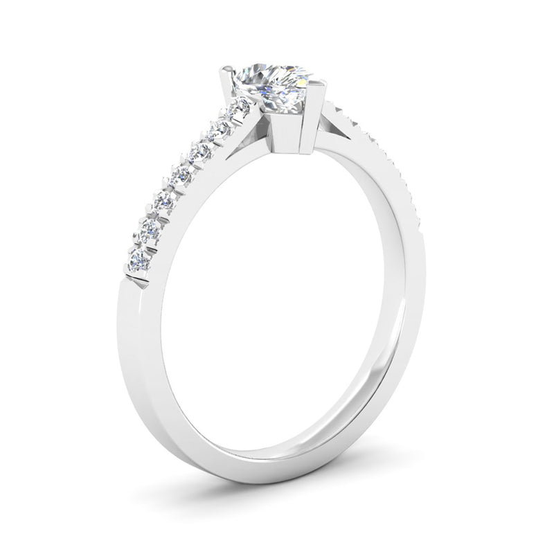 Pear Cut Diamond Engagement Ring with Diamond Set Shoulders - Jeweller's Loupe