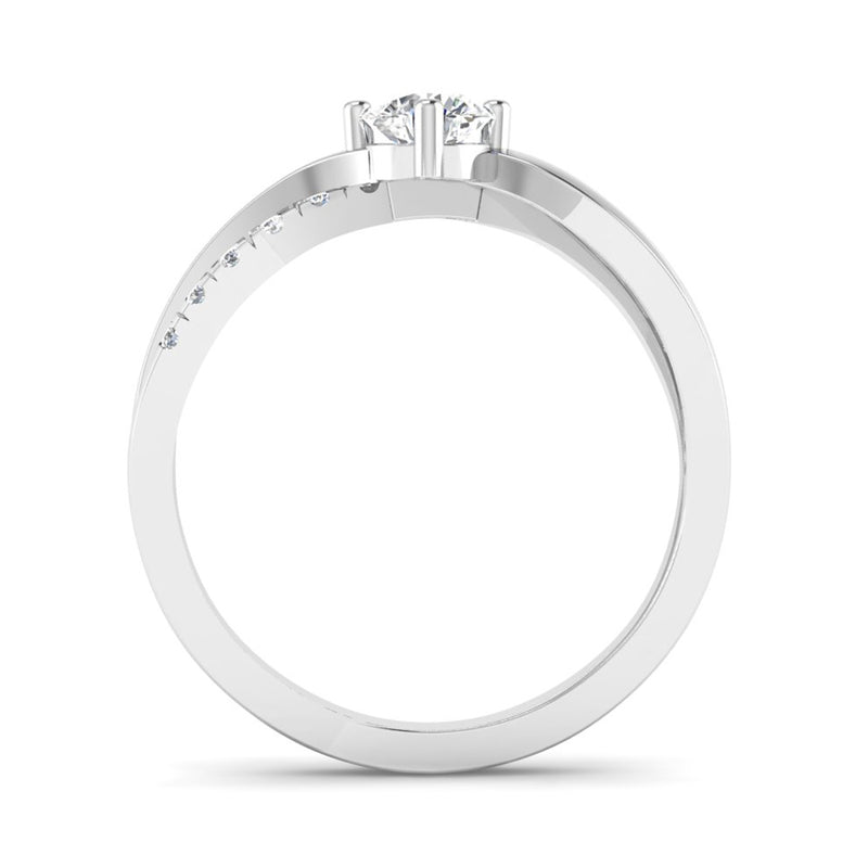 Round Brilliant Cut Diamond Engagement Ring with Crossover Diamond Set Shoulders - Jeweller's Loupe