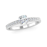 Double Claw Set Diamond Engagement Ring with Diamond Set Shoulders - Jeweller's Loupe