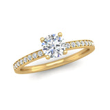 Round Brilliant Cut Diamond Engagement Ring with Grain Set Diamond Shoulders - Jeweller's Loupe