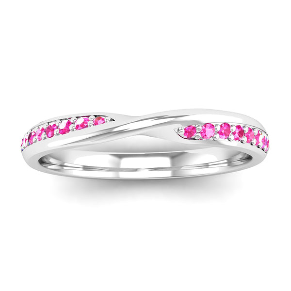 Fairtrade Silver Pink Tourmaline Twist Eternity Ring - Jeweller's Loupe