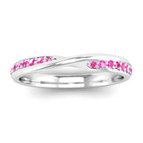 Ethically-sourced Platinum Pink Tourmaline Twist Eternity Ring - Jeweller's Loupe