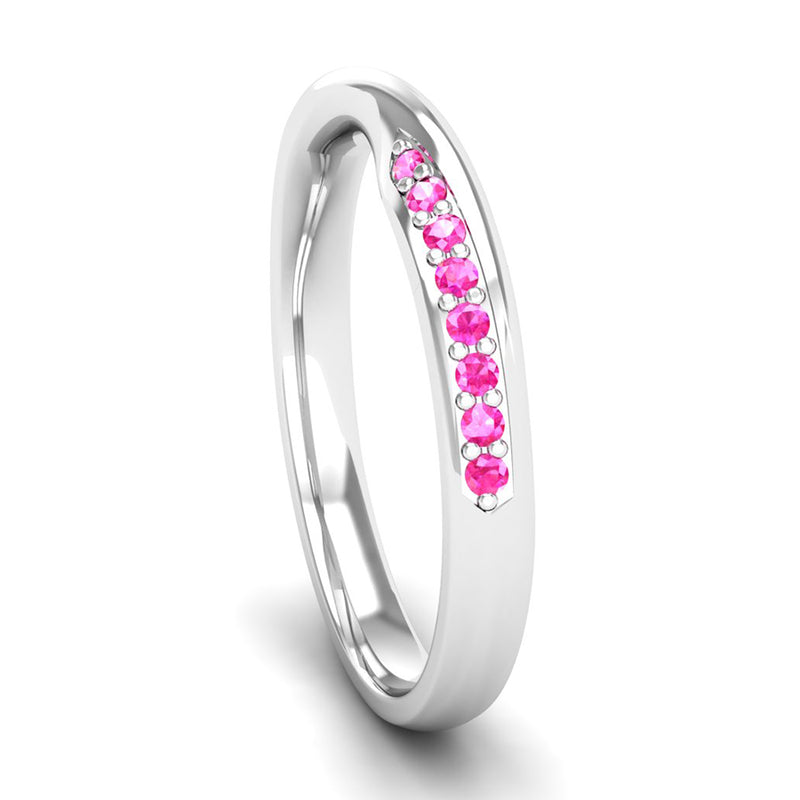 Fairtrade Silver Pink Tourmaline Twist Eternity Ring - Jeweller's Loupe