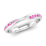 Fairtrade Silver Pink Tourmaline Twist Eternity Ring - Jeweller's Loupe