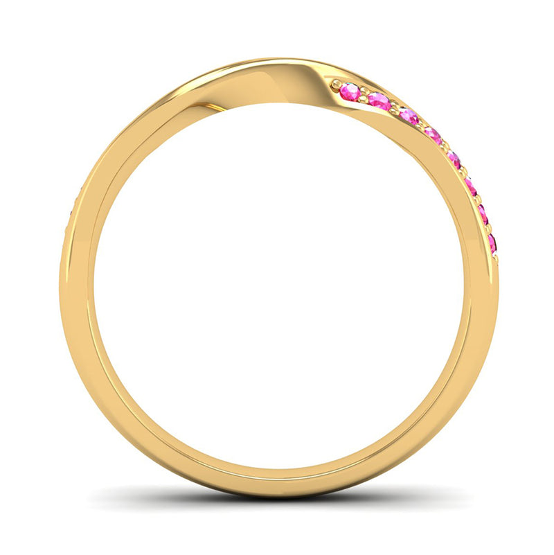 Fairtrade Yellow Gold Pink Tourmaline Twist Eternity Ring - Jeweller's Loupe