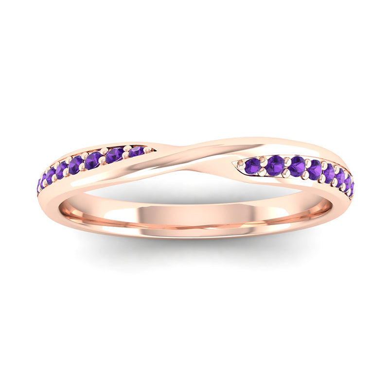 Fairtrade Rose Gold Amethyst Twist Eternity Ring - Jeweller's Loupe