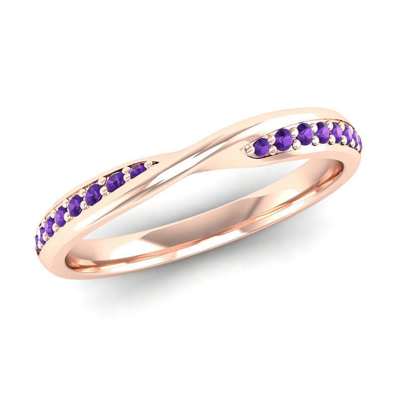 Fairtrade Rose Gold Amethyst Twist Eternity Ring - Jeweller's Loupe