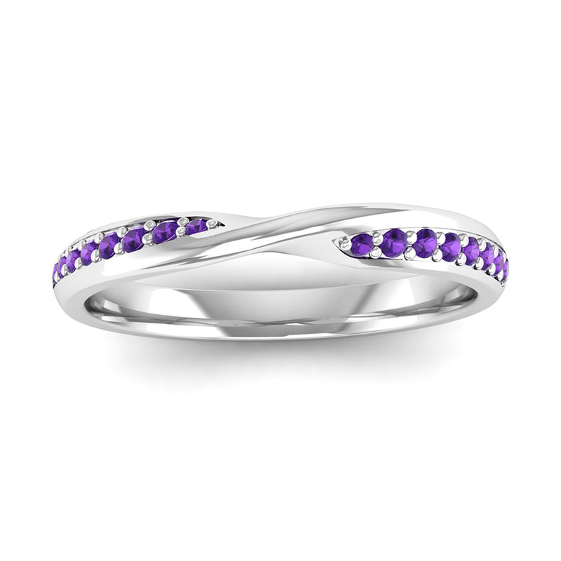 Fairtrade Silver Amethyst Twist Eternity Ring - Jeweller's Loupe