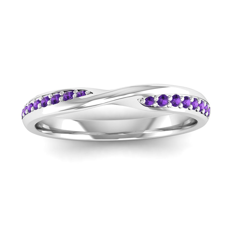 Ethically-sourced Platinum Amethyst Twist Eternity Ring - Jeweller's Loupe