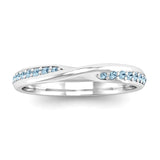 Fairtrade Silver Aquamarine Twist Eternity Ring - Jeweller's Loupe