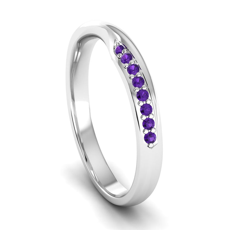Ethically-sourced Platinum Amethyst Twist Eternity Ring - Jeweller's Loupe