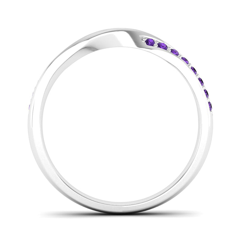 Ethically-sourced Platinum Amethyst Twist Eternity Ring - Jeweller's Loupe