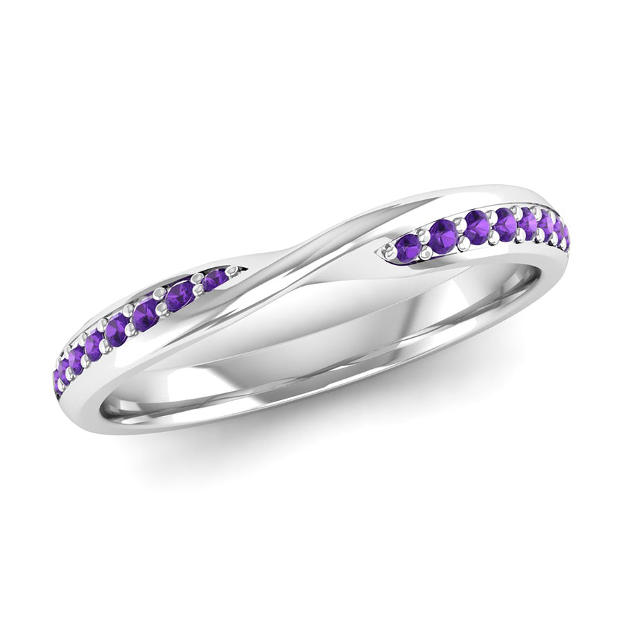 Fairtrade White Gold Amethyst Twist Eternity Ring