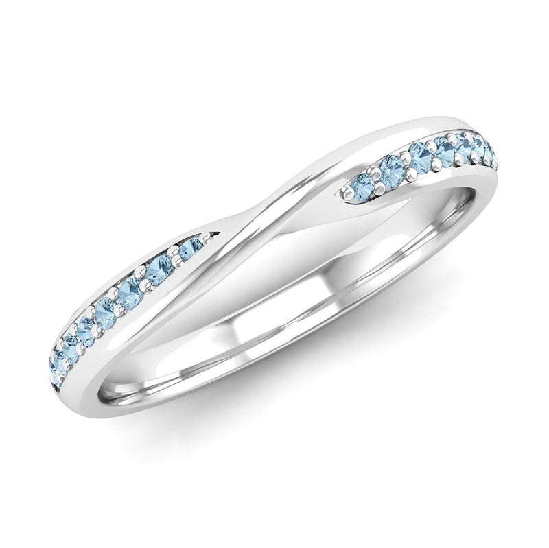 Fairtrade Silver Aquamarine Twist Eternity Ring - Jeweller's Loupe