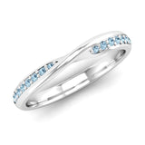 Fairtrade White Gold Aquamarine Twist Eternity Ring - Jeweller's Loupe