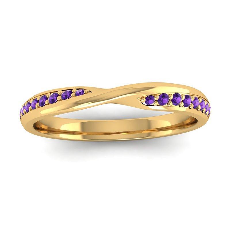 Fairtrade Yellow Gold Amethyst Twist Eternity Ring - Jeweller's Loupe