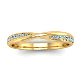 Fairtrade Yellow Gold Aquamarine Twist Eternity Ring - Jeweller's Loupe