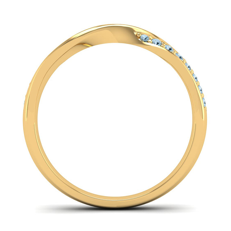 Fairtrade Yellow Gold Aquamarine Twist Eternity Ring - Jeweller's Loupe