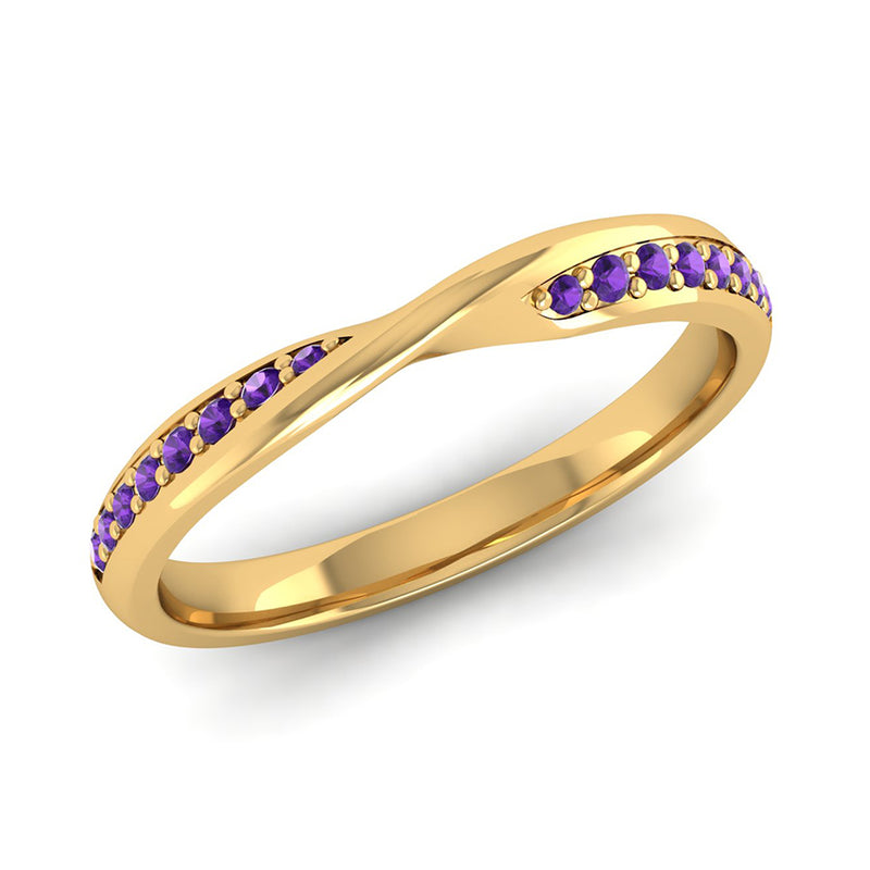 Fairtrade Yellow Gold Amethyst Twist Eternity Ring - Jeweller's Loupe