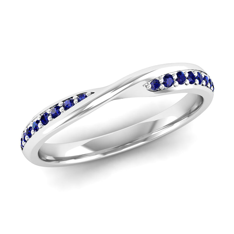 Fairtrade White Gold Sapphire Twist Eternity Ring - Jeweller's Loupe