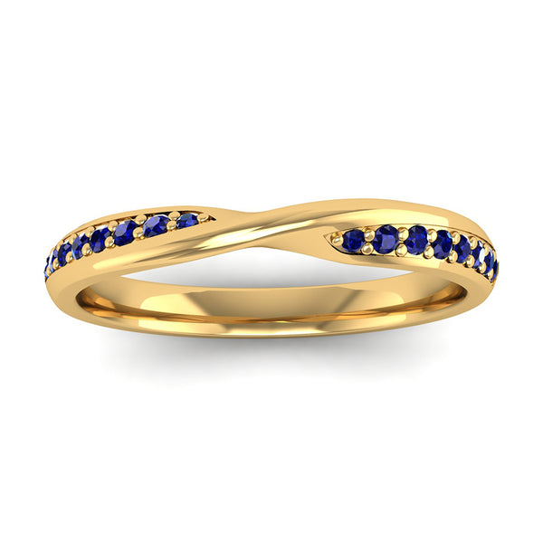 Fairtrade Yellow Gold Sapphire Twist Eternity Ring - Jeweller's Loupe