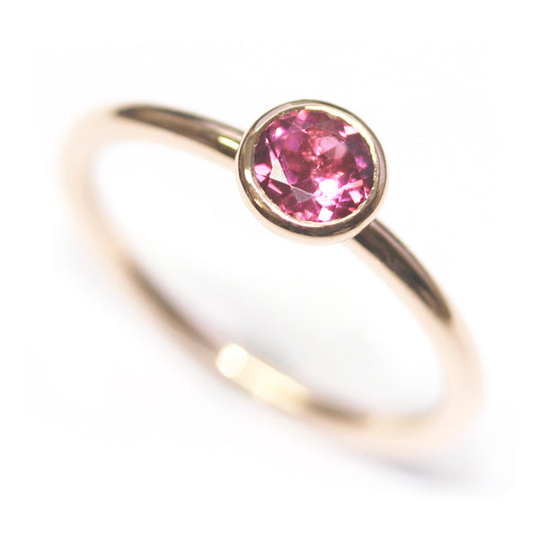 Fairtrade Rose Gold Pink Tourmaline Solitaire Engagement Ring, Jeweller's Loupe