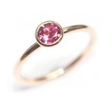 Fairtrade Rose Gold Pink Tourmaline Solitaire Stacking Ring, Jeweller's Loupe