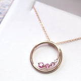 Fairtrade Rose Gold Pink Tourmaline and White Topaz Swirl Pendant,