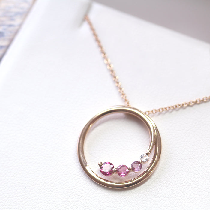 Fairtrade Rose Gold Pink Tourmaline and White Topaz Swirl Pendant,