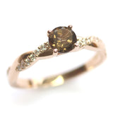 Fairtrade Rose Gold Smoky Quartz Engagement Ring with Diamond Twisting Shoulders, Jeweller's Loupe