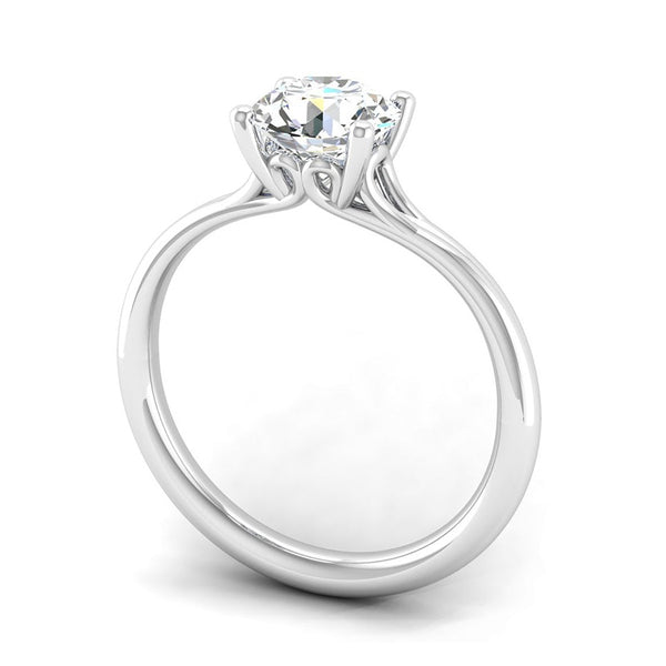 Fairtrade White Gold Ornate Four Claw Solitaire Lab Diamond Engagement Ring