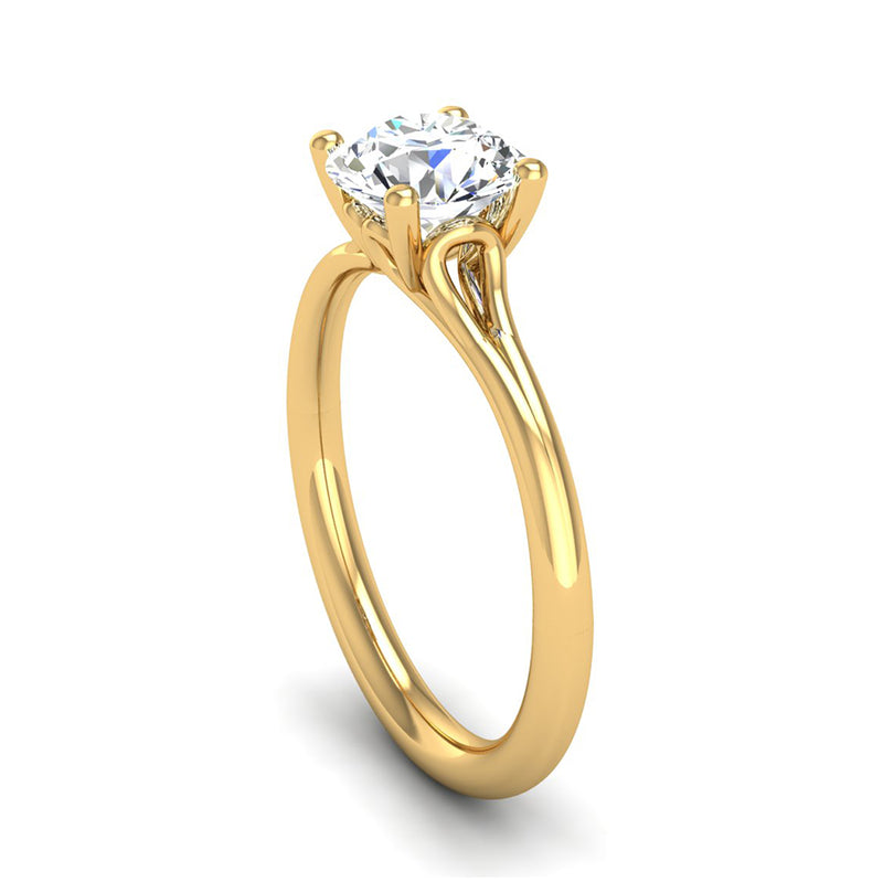 Fairtrade Yellow Gold Ornate Four Claw Solitaire Lab Diamond Engagement Ring