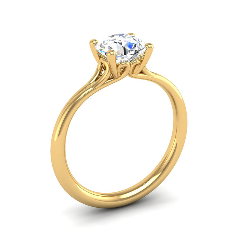 Fairtrade Yellow Gold Ornate Four Claw Solitaire Lab Diamond Engagement Ring