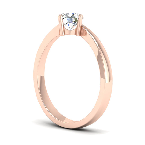 Fairtrade Rose Gold Four Claw Crossover Solitaire Lab Created Diamond Engagement Ring, Jeweller's Loupe