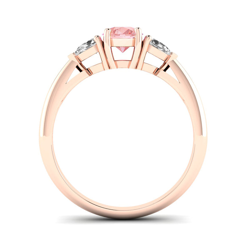 Fairtrade Rose Gold Pink Tourmaline and White Sapphire Trilogy Engagement Ring, Jeweller's Loupe