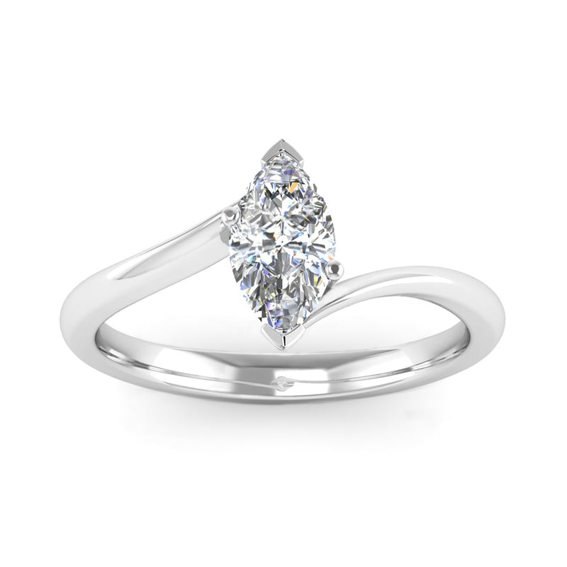 Crossover Solitaire Marquise Cut Diamond Engagement Ring - Jeweller's Loupe