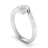 Double Claw Wave Solitaire Diamond Engagement Ring - Jeweller's Loupe