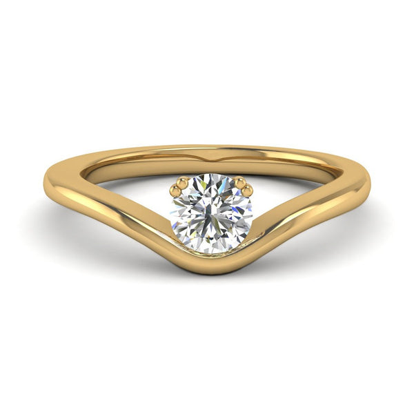 Double Claw Wave Solitaire Diamond Engagement Ring - Jeweller's Loupe