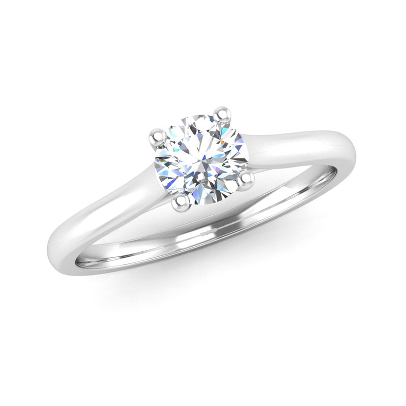 Solitaire Round Brilliant Cut Diamond Engagement ring with a Kiss Setting - Jeweller's Loupe