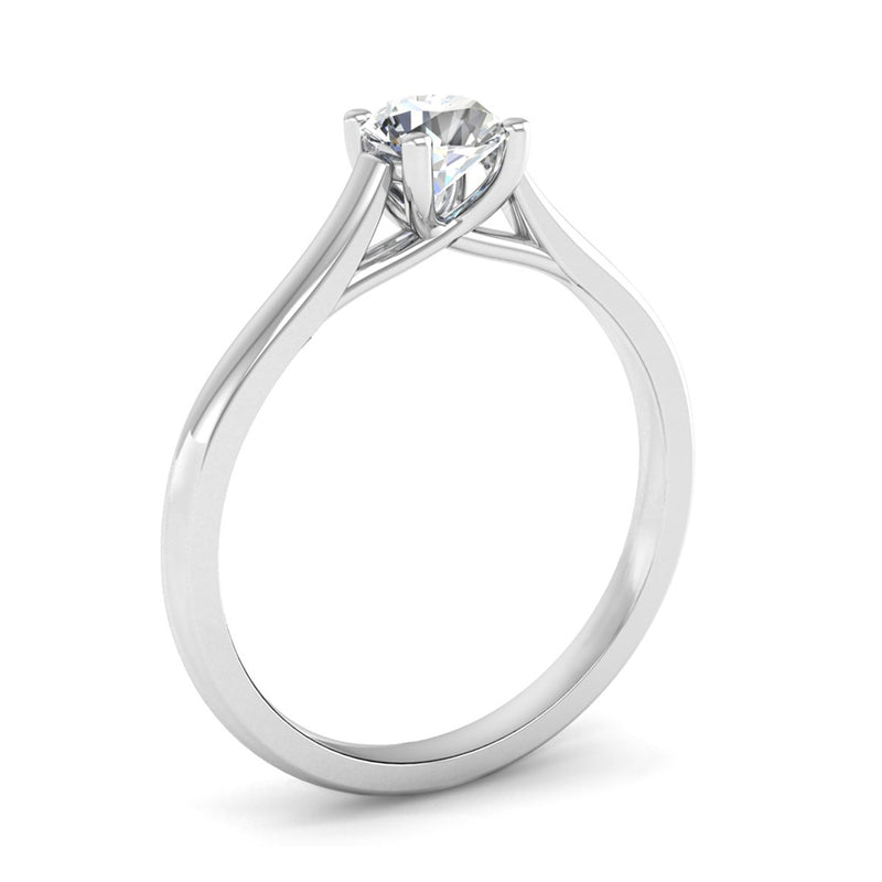 Solitaire Round Brilliant Cut Diamond Engagement ring with a Kiss Setting - Jeweller's Loupe