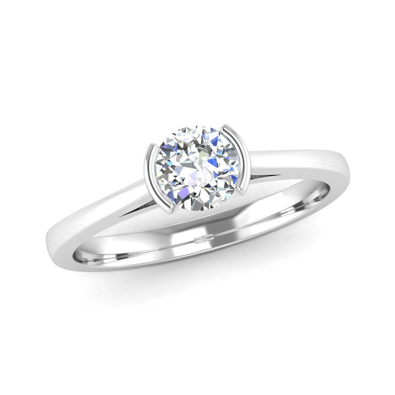 Semi Rub Set Solitaire Diamond Engagement Ring with Secret Diamonds - Jeweller's Loupe