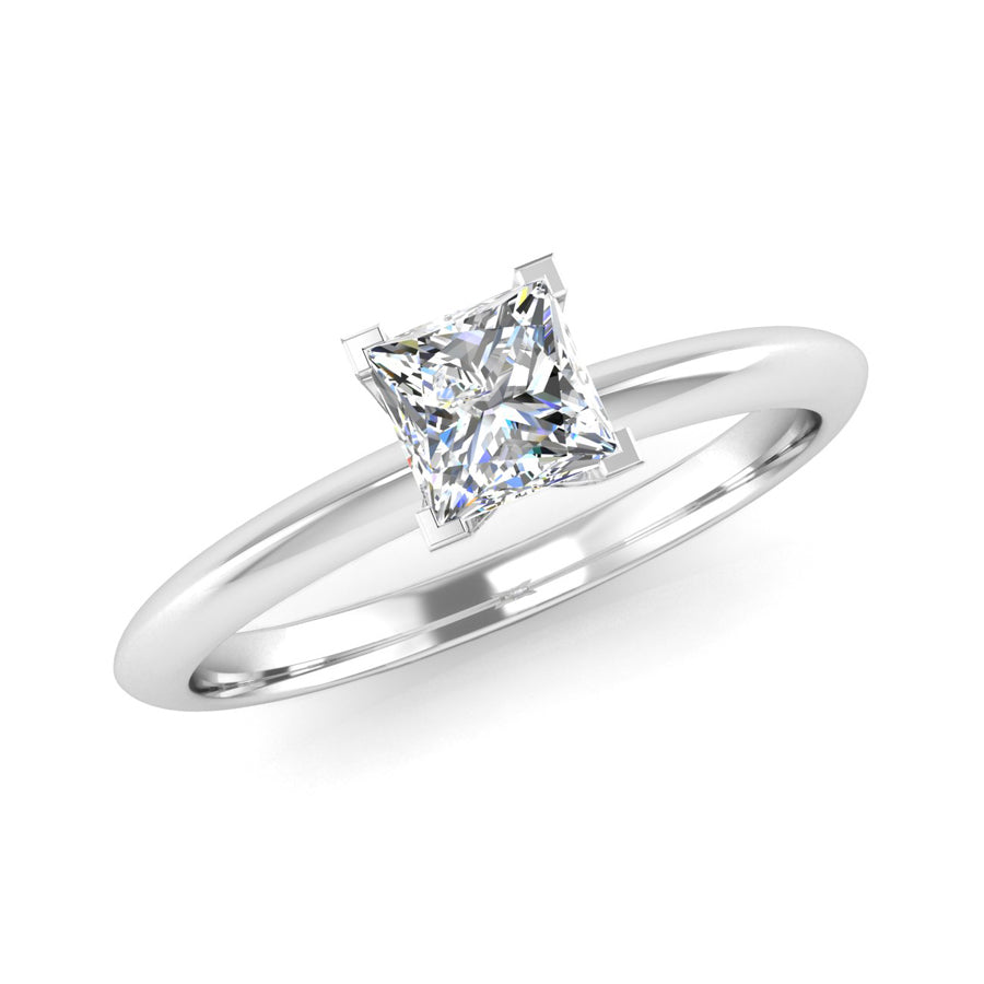 Rex Setting Ethically-sourced Platinum Solitaire Princess Cut Diamond Engagement ...