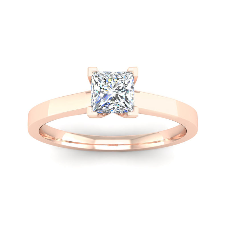 Solitaire Princess Cut Diamond Engagement Ring with a Squared Band - Jeweller's Loupe
