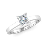 Solitaire Princess Cut Diamond Engagement Ring with a Squared Band - Jeweller's Loupe