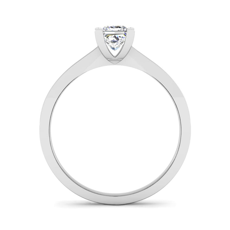 Solitaire Princess Cut Diamond Engagement Ring with a Squared Band - Jeweller's Loupe