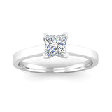 Solitaire Princess Cut Diamond Engagement Ring with a Squared Band - Jeweller's Loupe