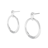 Fairtrade Silver Sparkle Drop Hoop Earrings with Diamonds, Jeweller's Loupe