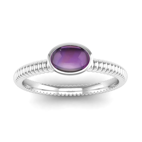 PROMISE Amethyst Bobble Stacking Ring in Fairtrade White Gold, Jeweller's Loupe Hope Collection