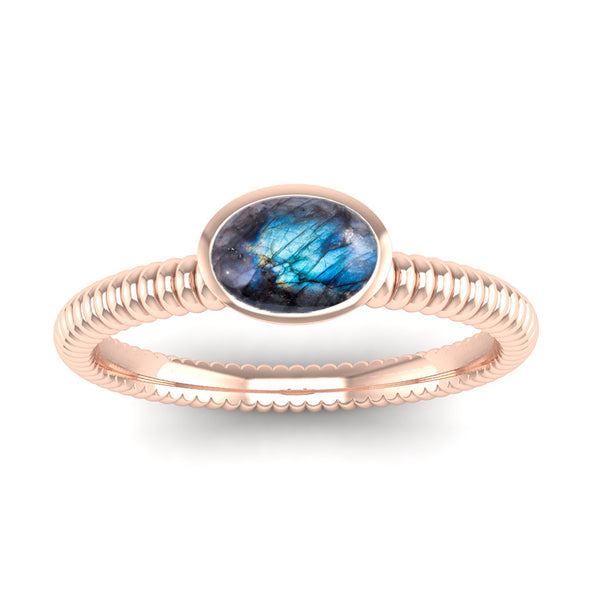 Fairtrade Gold PROMISE Labradorite Stacking Ring - Jeweller's Loupe